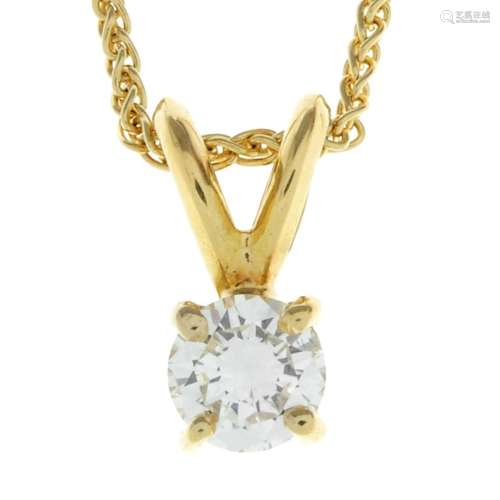 An 18ct gold brilliant-cut diamond single-stone pendant,