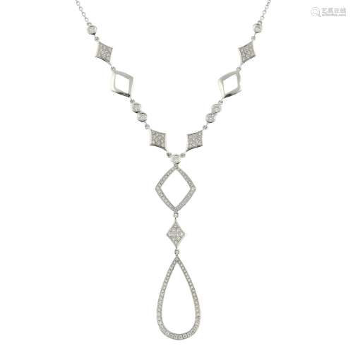 An 18ct gold brilliant-cut diamond openwork necklace.Total d...