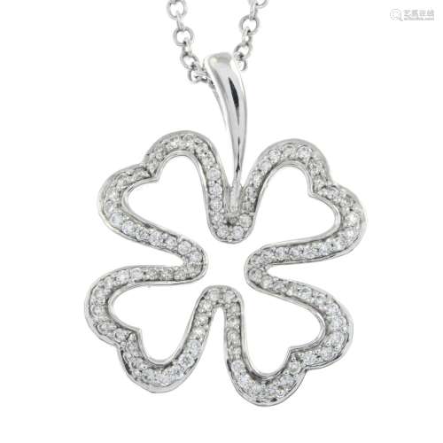 An 18ct gold brilliant-cut diamond four-leaf clover pendant,