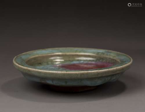 Jun ware sky blue glaze purple red spot plate, song dynasty,...