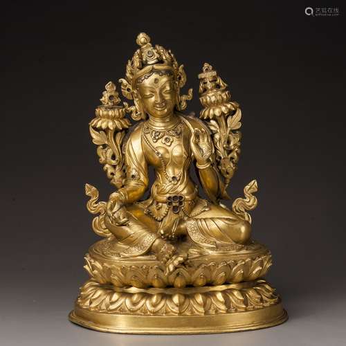 Qing Dynasty Green Tara (Tashilhunpo Temple Style)