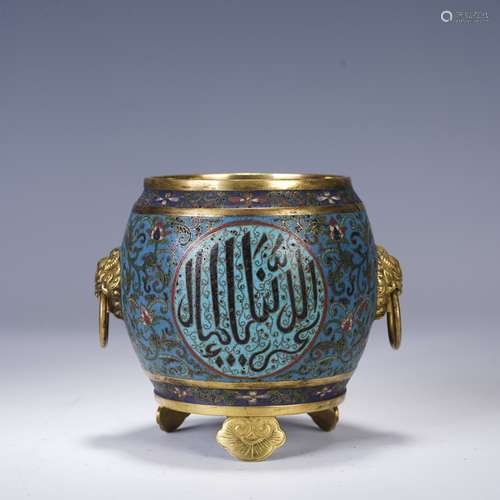 gilt gilt Arabic jar with cloisonné enamel, Qing Dynasty