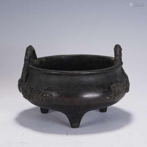 Bronze Three-legged Double Ears Stove, Qing Dynasty, china