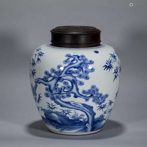 Blue and White Songzu Plum Lid Jar, Qianlong period, Qing Dy...