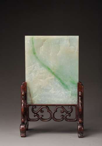 Jadeite jade table screen, Qing dinasty