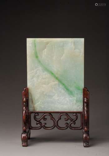 Jadeite jade table screen, Qing dinasty