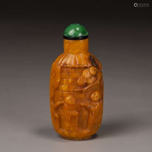 beeswax carved snuff bottle, Qing dynasty, china