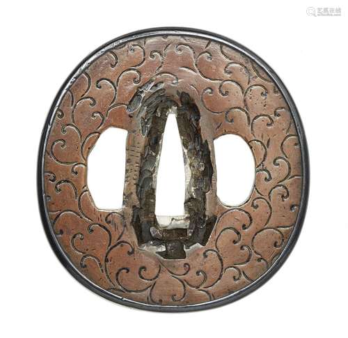 Tsuba. Du cuivre. Le travail de Ko-Shôami. Période Edo, XVII...