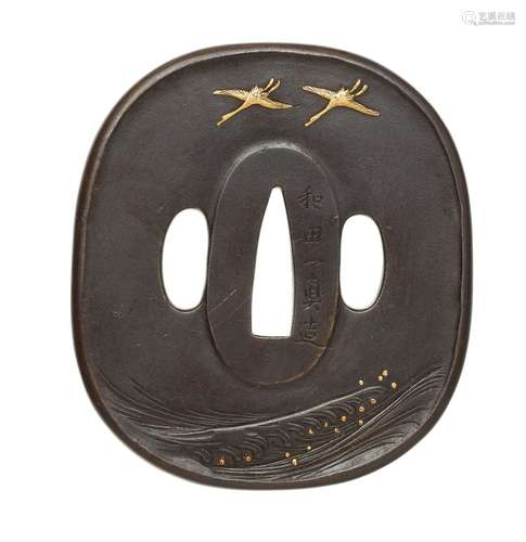 Tsuba. Le fer. Période Edo, milieu du XIXe siècle. Signe : W...