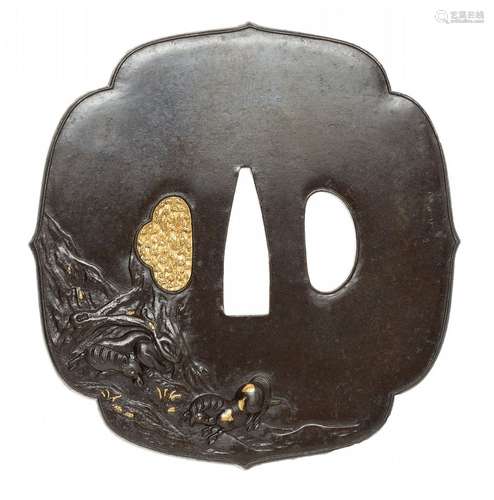 Tsuba. Le fer. Période Edo, 3e trimestre du XIXe siècle. Sig...