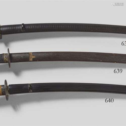 Wakizashi, 18e/19e siècle. Lame : L 52,7 cm, shinogi zukuri,...