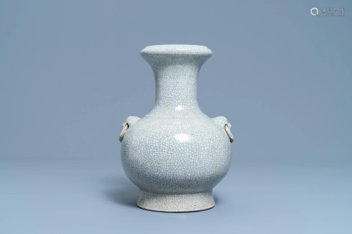 A Chinese monochrome crackle-glazed 'hu' vase, 20th C.