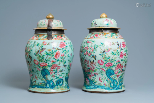 A pair of large Chinese Canton famille rose