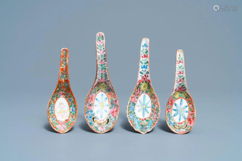 Four Chinese Bencharong spoons for the Thai market,