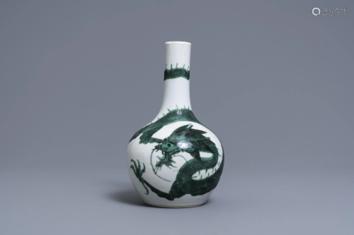A Chinese famille verte 'dragon' bottle vase, Kangxi
