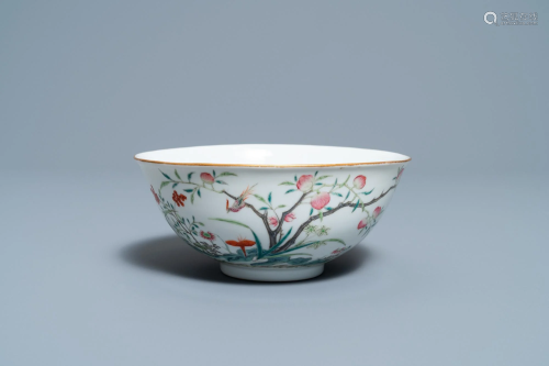 A Chinese famille rose 'peach blossom' bowl, Guangxu