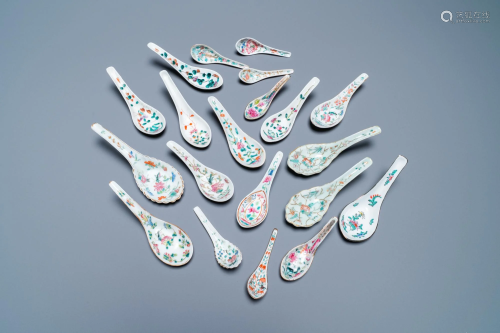 Twenty Chinese famille rose spoons for the Straits or