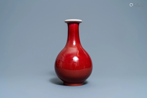 A Chinese monochrome langyao-glazed bottle vase,