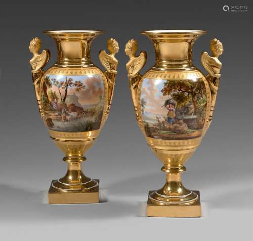 Paire de vases en porcelaine de Paris (Schoelcher) du début ...