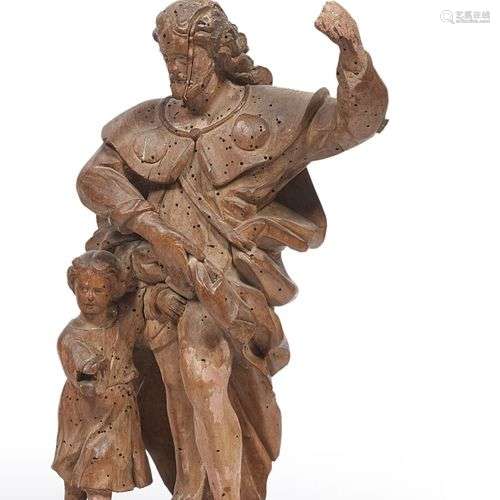 France, XVIIIe siècle Saint Roch Groupe en bois sculpté (Acc...