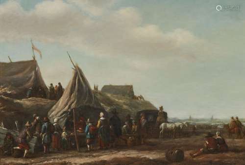 Barend GAEL (vers 1620-1687) Un marché sur la plage Panneau ...