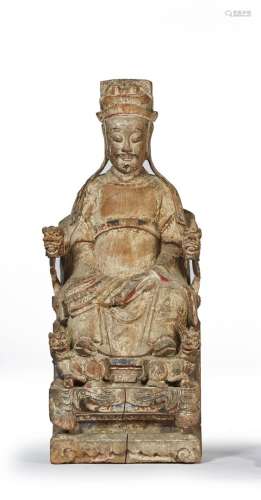 CHINE - Époque MING (1368-1644) Statue de dignitaire taoïste...