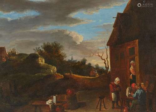 Dans le goût de David TENIERS Devant l'auberge Panneau (Rest...