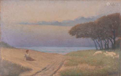Alphonse OSBERT (1857-1939) La bergère dans les dunes, 1939 ...