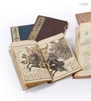 Trois albums : - Hiroshige gafu, 1 volume - Ehon taikoki, li...