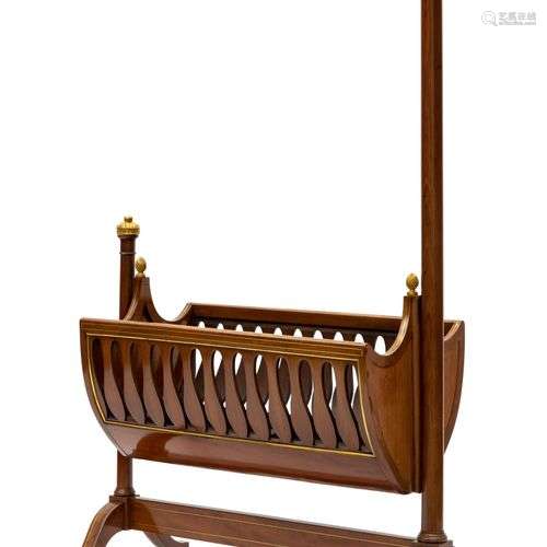 A Dutch mahogany and brass-inlaid cradle