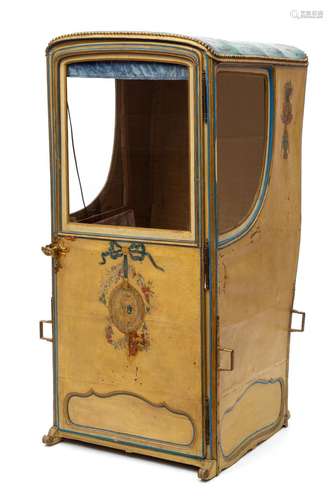 A Louis XVI ormolu-mounted blue and white painted leather se...