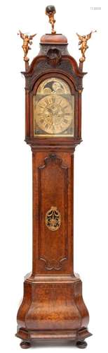 A Dutch burr-walnut longcase clock