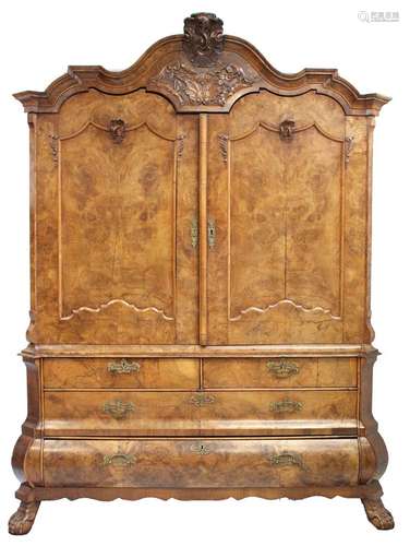 A Dutch burr-walnut cabinet