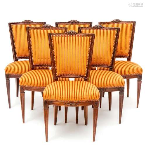 A set of six Dutch mahogany dining chairs