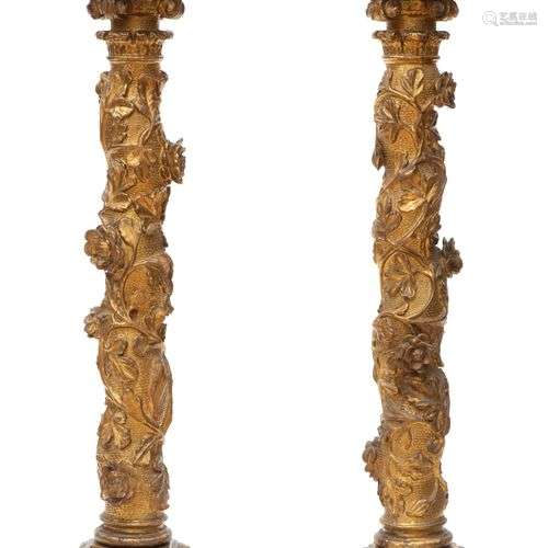 A pair of Italian carved giltwood columns