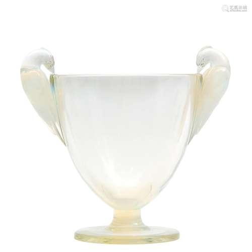 A Lalique opaline glass Art Deco vase 'Ornis'