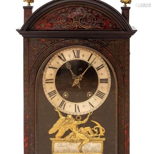 A Louis XIV ebony, tortoiseshell and brass-inlaid mantle clo...