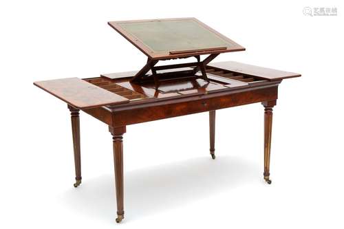 A late Louis XVI brass-banded mahogany and cherrywood archit...