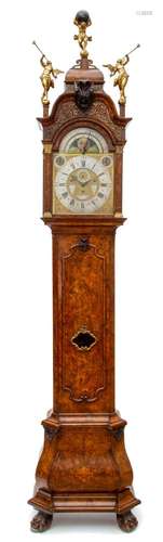 A Dutch burr-walnut longcase clock