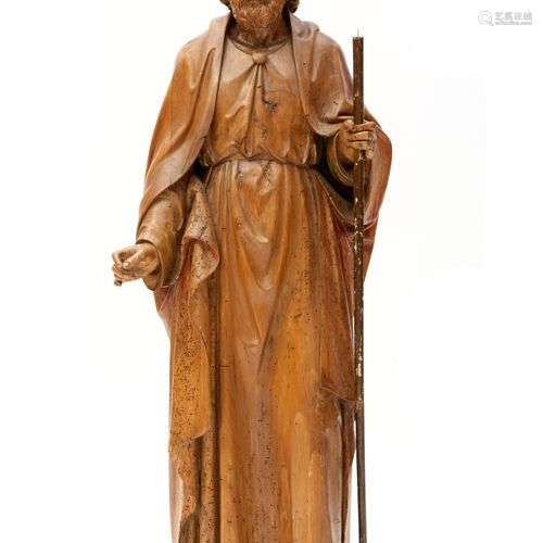 A carved wooden figure of St. Joseph