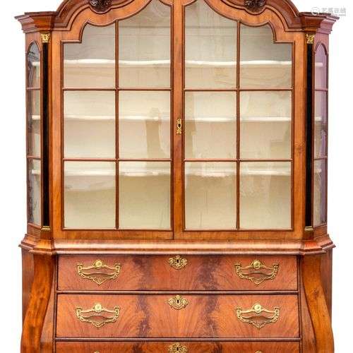 A Dutch ormolu-mounted mahogany and ebonised display cabinet