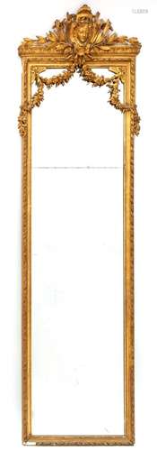 A large French giltwood and composite mirror