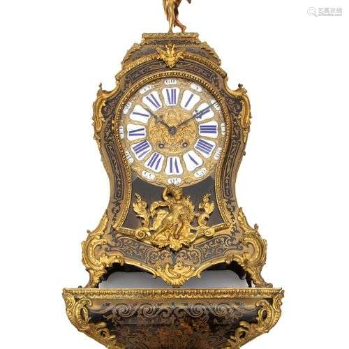 A French ormolu and brass-inlaid bracket clock