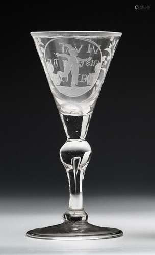 A Dutch engraved 'Hansje in de Kelder' goblet