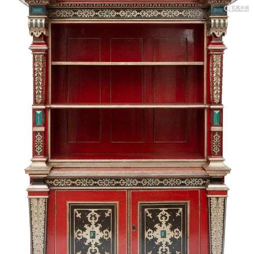 A Victorian polychrome painted and parcel-silvered display c...