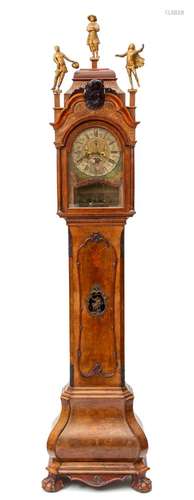 A Dutch burr-walnut longcase clock