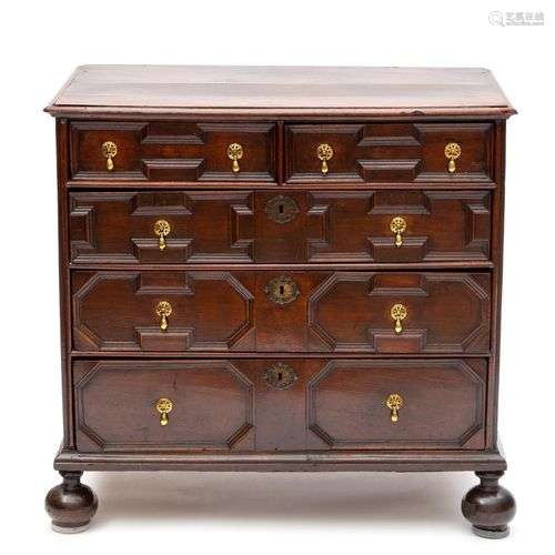 A Charles II brass-mounted oak commode