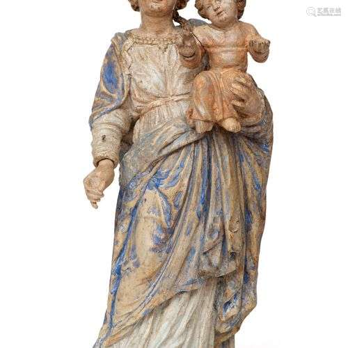 A North-European carved and polychrome painted wooden figure...