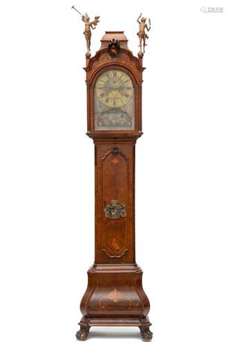 A Dutch burr-walnut longcase clock