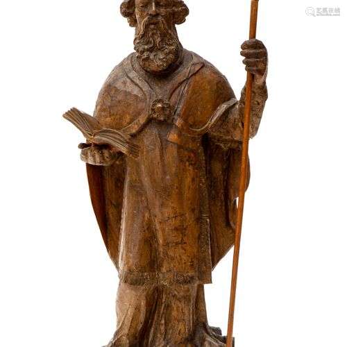 A North-European carved wooden figure of St. Nicholas of Myr...